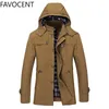 Trench da uomo Cappotto primaverile e autunnale di grandi dimensioni Versione coreana del cotone spesso con cappuccio lungo e sottile