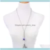 Colliers Pendentifs Bijoux Mode Long Bleu Cristal Étoile Mouton Pendentif Sier Couleur Chaîne Mignon Animal Collier Aessories Pour Femmes Drop Del