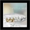 Bant Yüzükler JewelryTatest Moda Mad The Peri Masal Serisi Satın Almak İçin Retro Taç Takı Küçük Parmak Tiara Yüzük Golden Sier Jewellry Dro