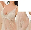 Sexy Pyjamas lingerie feminine lace nightdress with chest pad and steel support to gather temptation pajamas set