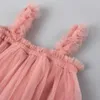 2020 Meninas Verão Princesa Vestido Crianças Roupas Menina Sling Net Gaze Vestido Princesa Tutu Rosa Vestido Crianças Roupas Q0716