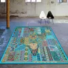 Mattor f￶r vardagsrum 200x300Retro Geometriska persiska m￶nster Etniska bl￥gr￶na sovrum sovrum matta non-slip matta