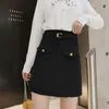 Flectit A-Line Mini-jupe en velours côtelé pour femmes Jupes épaisses d'hiver avec ceinture fausse poche * 210310