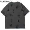 T-shirts Chemises Circus Bear Rabbit Dolphin Imprimer T-shirts Streetwear Hommes Harajuku Mode Casual Coton Tops à manches courtes 210602