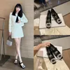 2022 Wiosna Nowe buty damskie Shinestone Diamond Square Toe Sildle Heel Grube podeszwy Chunky Heel Dress Buty