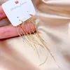 Orecchini pendenti con nappe lunghe color oro con lampadario lucido per donna gioielli di moda con orecchini pendenti in metallo minimalista coreano