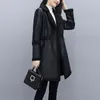 Damesbont Faux 2021 Winter Oversized Jacket Plus Size Lambswol Double-Faced Midi Long Women Dames Mode Warm Black Coat