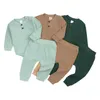 Casual bébé garçon vêtements ensemble printemps nouveau-né bébé fille vêtements tenues à manches longues barboteuse + pantalons vêtements pour bébés 9-24 mois 210309