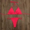 Damskie stroje kąpielowe 2021 Lace-UP Dwuczęściowe Sexy Młode Dziewczyny Mini Brazylijski Bikini Solid Color Split Panie Beachwear