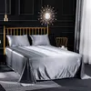 Queen King Size Bed Sheet Set Luxury Bedding Set Elastic Bedsheet and Bedclothe Pillowcase Satin Bed Linen Flat Fitted Bed Sheet 210706