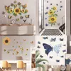 DIY Sunflower Wall Stickers With 3D Colorful Butterfly Walls Sticker Creative Stereo Room Background Bedroom Nursery Wedding Party Decor