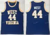 Mężczyźni West Virginia East Bank High School Mountaineers Jerry 44 # Koszulki Zachodnie Blue Haft Koszulki do koszykówki