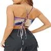 Women Sexy Tanks Tees Criss Cross Lace Up Sling Basic Bow Tie Crop Top Sleeveless Camis