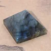 Naturlig Labradorite Moonstone Pyramid Gift Reiki Healing Chakra Meditation Rough Stone Polished Desk Smycken Dekoration