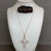 17.5 "Shell Pearl Cubic Zirconia Micro Pave Necklace Virgin Mary Cross Pendant Necklacereligious Style For Women Girl