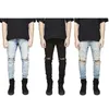 Mäns Jeans Slim Fit Ripped Men Hi-Street Mens Distressed Denim Joggers Knähål Tvättade förstörd plus S1