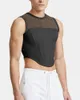 Męskie Tank Topy Mężczyźni Top Top Slim Fit Casual Ribbed Bez Rękawów T-Shirt Beach Solid Color Splicing Fishnet Drop