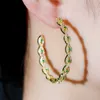 Lucido rotondo verde zircone cubico pietra giallo oro colore grande orecchino a cerchio per le donne designer di gioielli di lusso per feste CZ744 210714