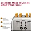 Großhandel Lebensmittelverarbeitungsgeräte Toaster 4 Scheiben Geek Chef Edelstahl Extrabreiter Schlitz mit Dual-Bagel-Funktion Herausnehmbare Krümelschalen Automatisches Pop-Up