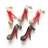 Подвески, 5 шт., 3D красные туфли на высоком каблуке для женщин, браслет, ожерелье, изготовление кулонов с кубическим цирконием, ювелирные аксессуары Whole292h