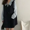 Moda allentata Elegante Ufficio Solid Lady Camicie Vintage alta Qualità Chic Mini Dress Due pezzi Set SETS 210525