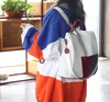 Högkvalitativ ryggsäck i mjukt PU-läder skarvningsfärg kontrast fritidsväska mode för män och kvinnor axelväska med stor kapacitet handväska