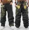 Jeans da uomo Skate Baggy Ricami larghi Rap Pantaloni in denim Hip Hop 1AS1257L