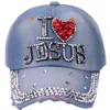 Bling Women Baseball Cap Flower Snapback Rhinestone Sun Hattar Justerbar Denim Jeans Hat