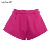 Mnealways18 Rosa Mini Shorts Sexy Hohe Taille Sommer Frauen Chic Casual Weibliche Breite Bein Streetwear 210724