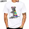 Hund Pitbull Ich liebe Papa Tattoo Vintage T-Shirt Neue Sommer Männer Kurzarm Hip Hop Junge Casual Tops Hipster Cool Man weiß T-shirts G1217