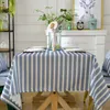 Borddukblå randig rektangulär enkel dammtät skydd för picknick bankettfest haute universal polyester duk