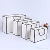 Gift Wrap White Card Kraft Paper Bag Thicken Clothing Shopping Packaging Pouch Garment with Handles