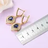 Brazilian Gold-Color Jewelry Set With Natural Stone CZ Blue Earrings And Necklace Bridal Sets For Women Wedding Gift H1022