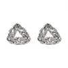 925 실버 바늘 한국 패션 레트로 다용도 기질 다이아몬드 박힌 삼각형 귀걸이 여성