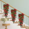 Decoratieve bloemenkransen Kerst LED-krans Garlandsdecoratie Draadloze Prelit Trap Licht op Navidad Xmas Decor Adornos de