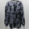 Womail Hoilie Kobiety Vintage Tie Dye Drukowane Kolorowe Stripe Długi Rękaw Bluza Moda Pulower Krótkie Topy Moletom 201217