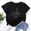 자궁 가운데 손가락 Camiseta 페미니스트 여성 T 셔츠 탑 반소매 재미있는 T 셔츠 여성 Tshirt 면화 그래픽 티셔츠 Femme X0628