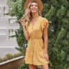 Wave Point Dress Beach Cover-up Minigonne Abiti eleganti estivi Abiti esotici Manica corta Femminile vintage per donna Casual 210712