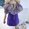 Summer Girls' Clothing Sets Fashion Lace Floral Blouse+ Bag Skirt 2Pcs Suit Princess Toddler Baby Kids Children Clothes 210625