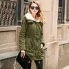 Kvinnors Down Parkas Bomull Polted Women Turtleneck Tjock Jacka Fashion Mid Long Wadded Coat Outwear Plus Size 3XL WDC8018