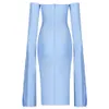 Ocstrade Sommer Vestidos Bandage Trend Frauen Mode Blau Off Schulter Kleid Bodycon Promi Abend Party 210527