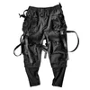 Ribbons Multi Fickor Cargo Pants Harajuku Casual Track Byxor Streetwear Techwear Byxor Joggare Cyberpunk Mäns Kläder 211119