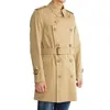 Burbee Solid Color Men's Trench Coats Spring and Autumn Winter Classic Fashion Medium Length Windbreaker Stor size Coat
