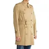 BURBEE Solid color Men's Trench Coats spring and autumn winter classic fashion medium length windbreaker large size coat