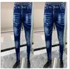 20ss Pantalones para hombre skinny jeans stickers light wash ripped Long blue motorcycle rock revival joggers true religions hombres