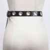 [EAM] Pu Leather Metal Black Hollow Out Long Belt Personality Women New Fashion Tide All-match Spring Autumn 2022 1DB560 AA220312