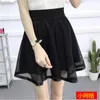 Faldas Spring Summer Women Sexy Elastic Flower Flower Bordery Black Mini falda Femenina Floral Elegante Tulle Corto Zy27777