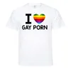 Summer Man's I LOVE GAY PORN T Shirts Hommes O-cou Mode Imprimé Hip-Hop Tee Camisetas Vêtements Casual Top 210629