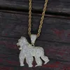 Подвесные ожерелья Hip Hop Cz Stone Paved Bling Iced Out Gorilla Animal Animals для мужчин Рэппер Ювелир