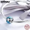 Wostu 925スターリングシルバー私は旅行を愛する世界ビーズフィットオリジナルのWSTチャームブレスレットDIYファインジュエリーギフトCQC183 Q0531